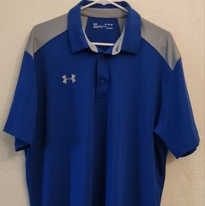 Under Armour Blue and Gray Polo Shirt Performance Fit